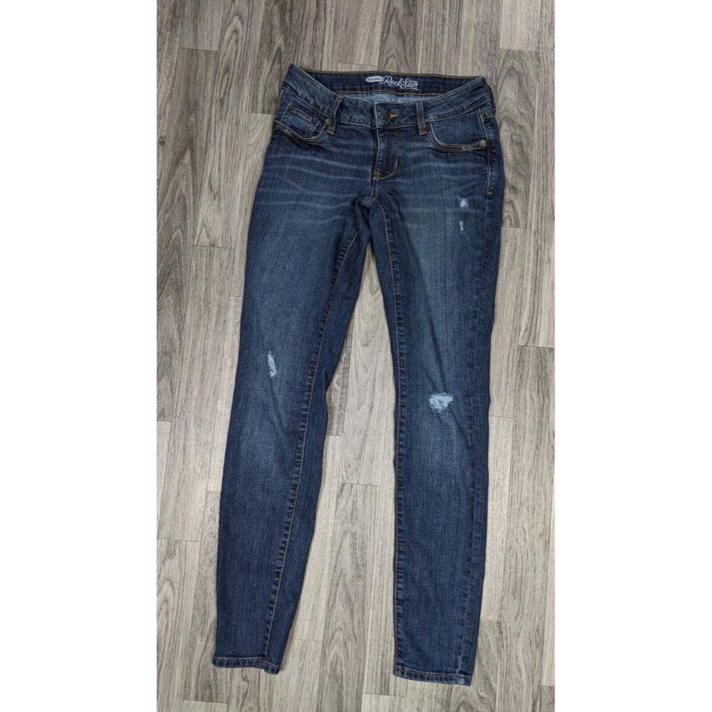 Old Navy Size 2 Regular Rockstar Distressed Skinny Denim Blue Jeans